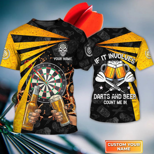 If It Involves and Beer Count Me In Personalized Darts Button Polo