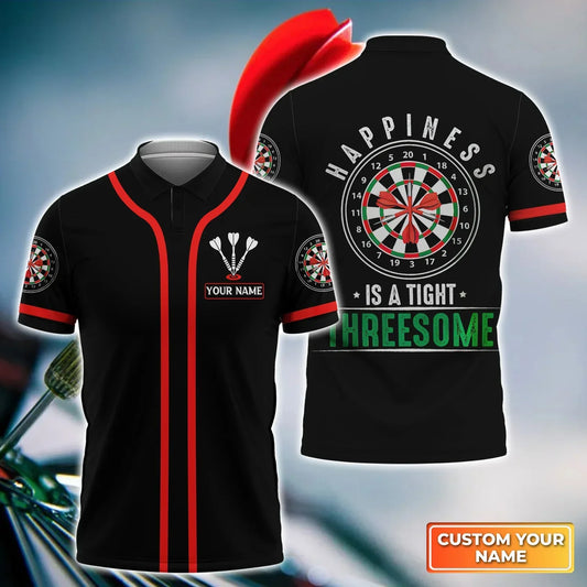 Happiness Is a Tight Threesome for Player Personalized Darts Button Polo