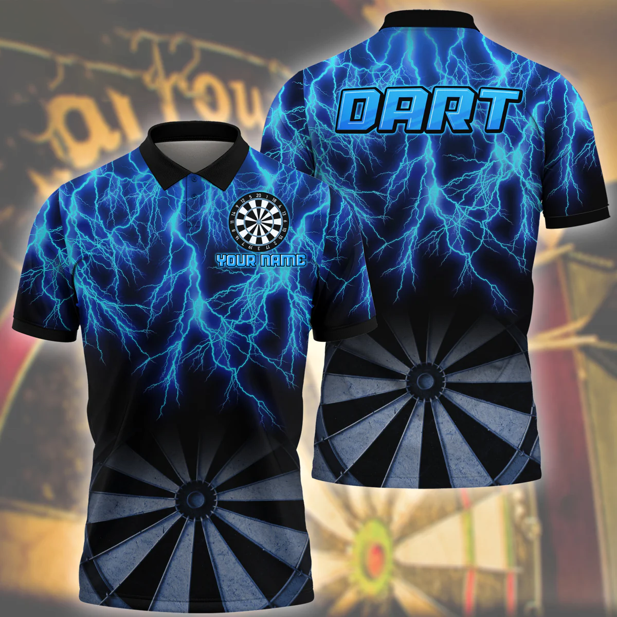 Thunder Blue Personalized Darts Button Polo