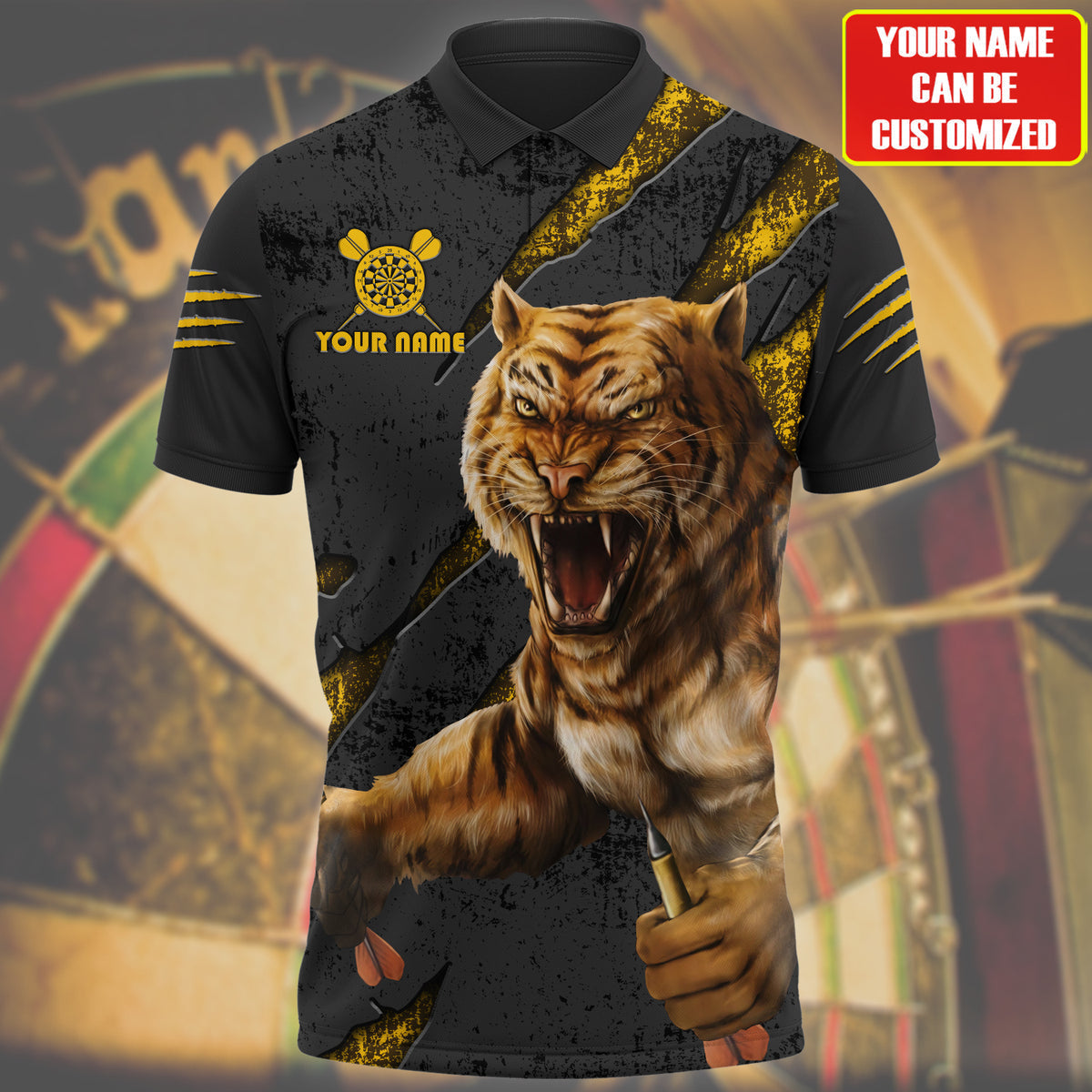 Tiger Personalized Darts Button Polo