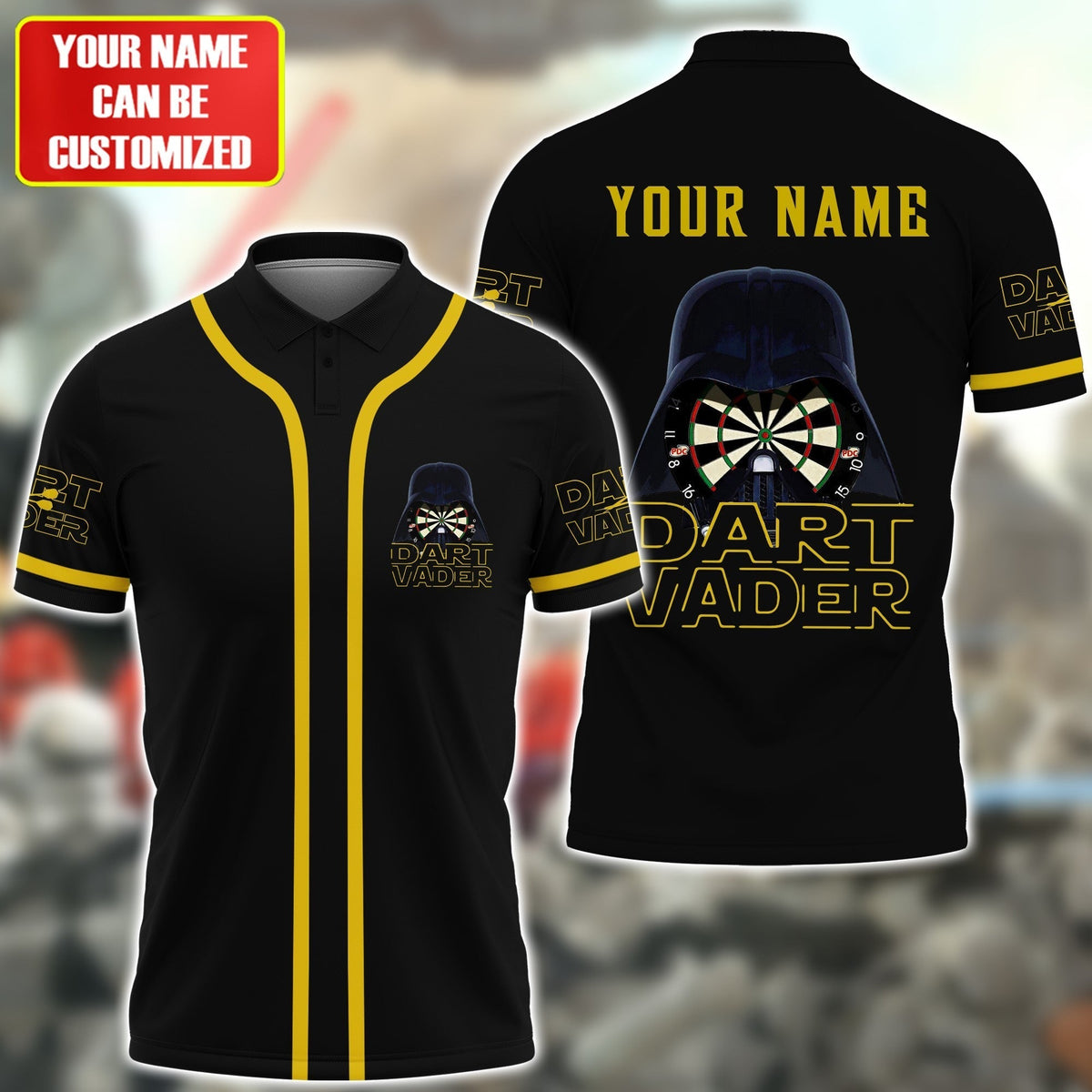 Vader Funny for Player Personalized Darts Button Polo