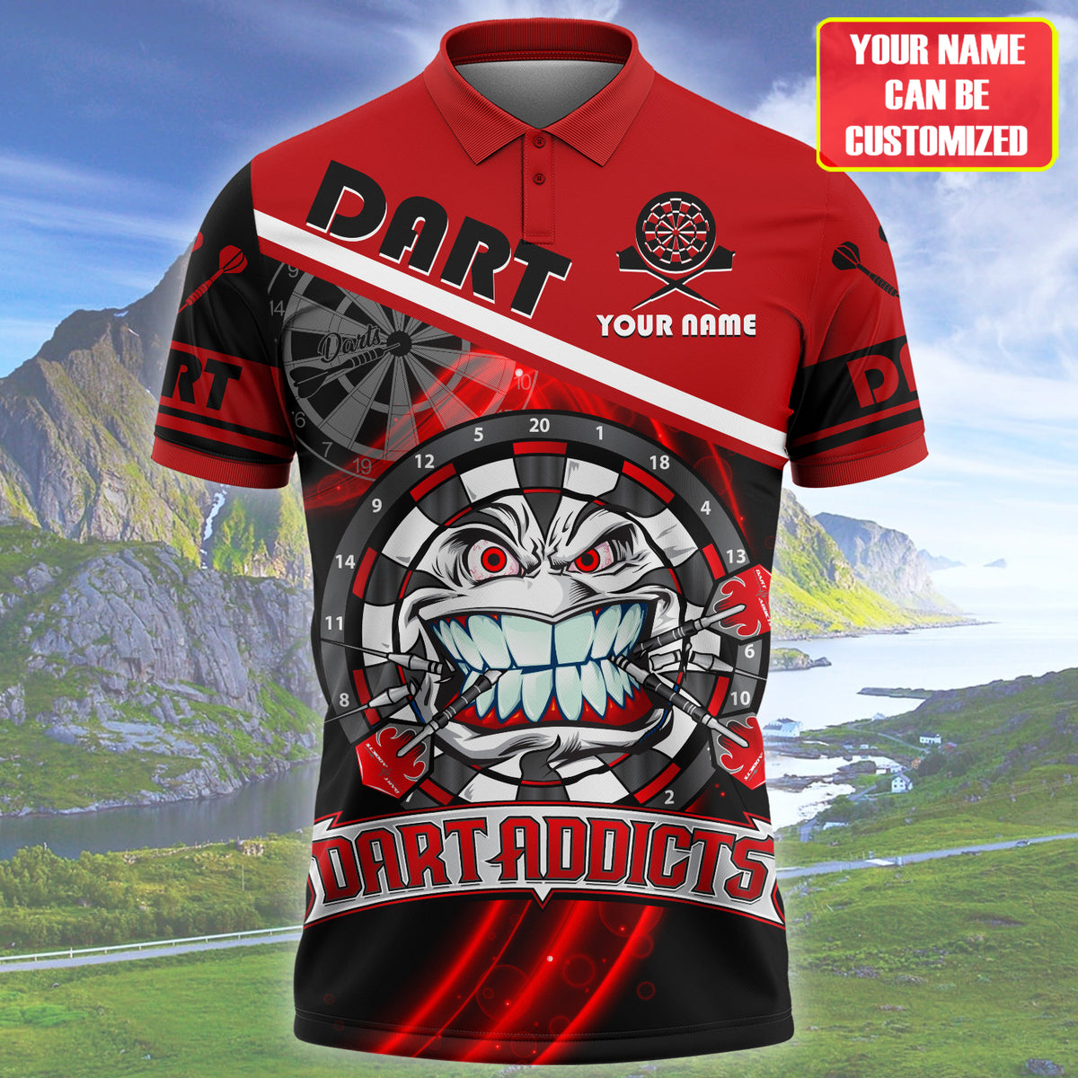 Addicts Personalized Darts Button Polo
