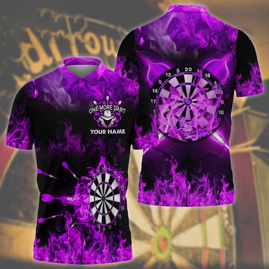 Purple Flame Personalized Darts Button Polo