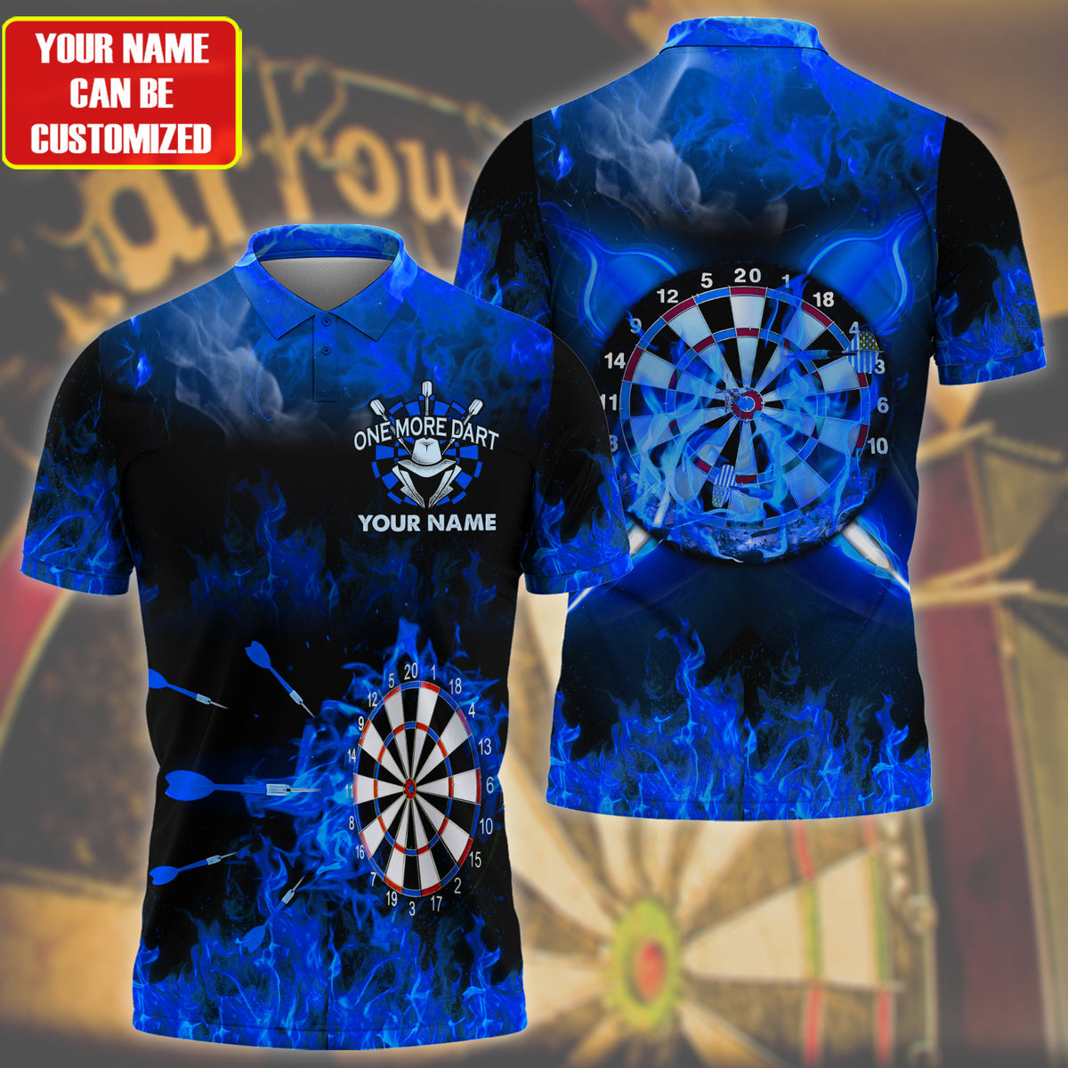 Purple Flame Personalized Darts Button Polo