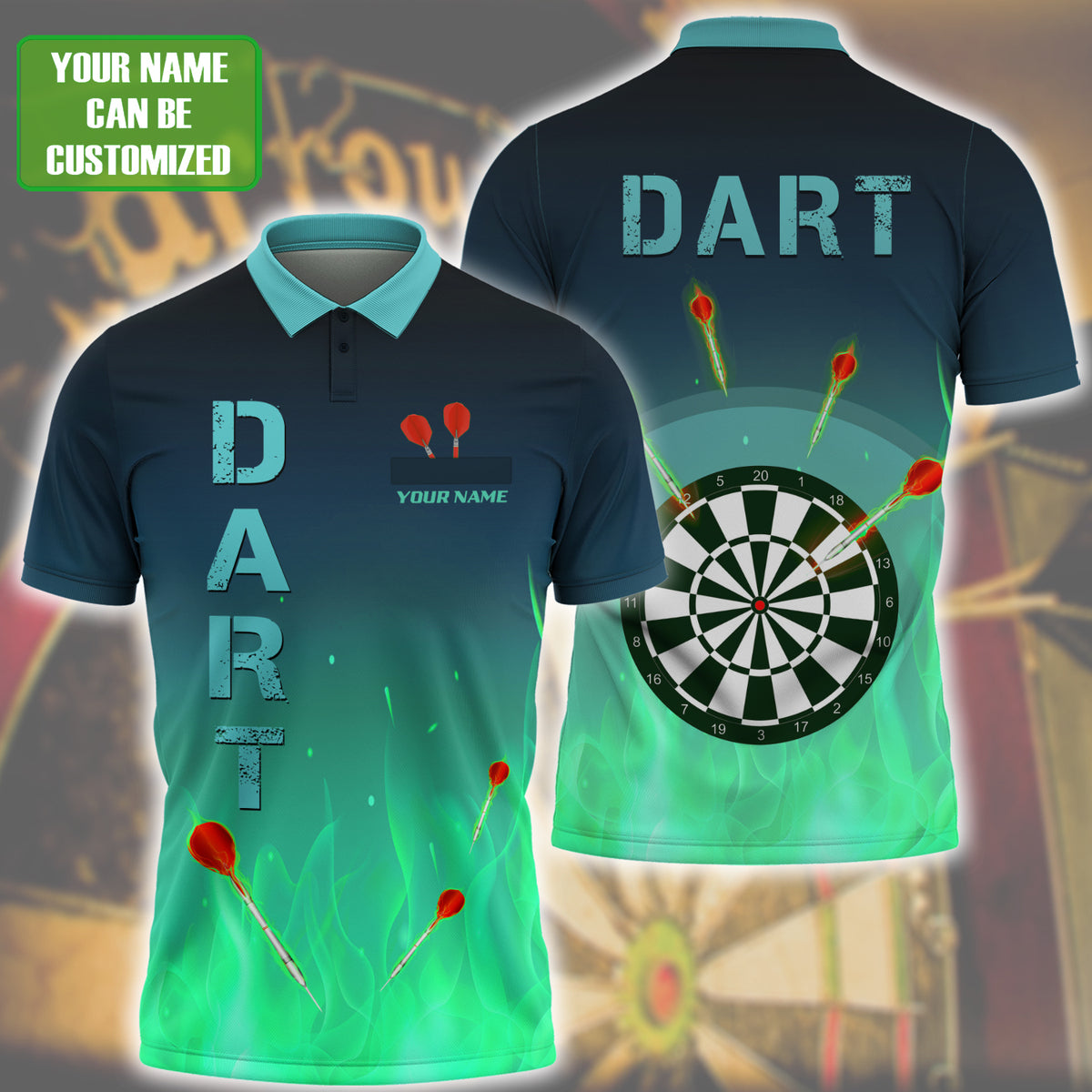 Game Fire Multi Color Player Player Personalized Darts Button Polo
