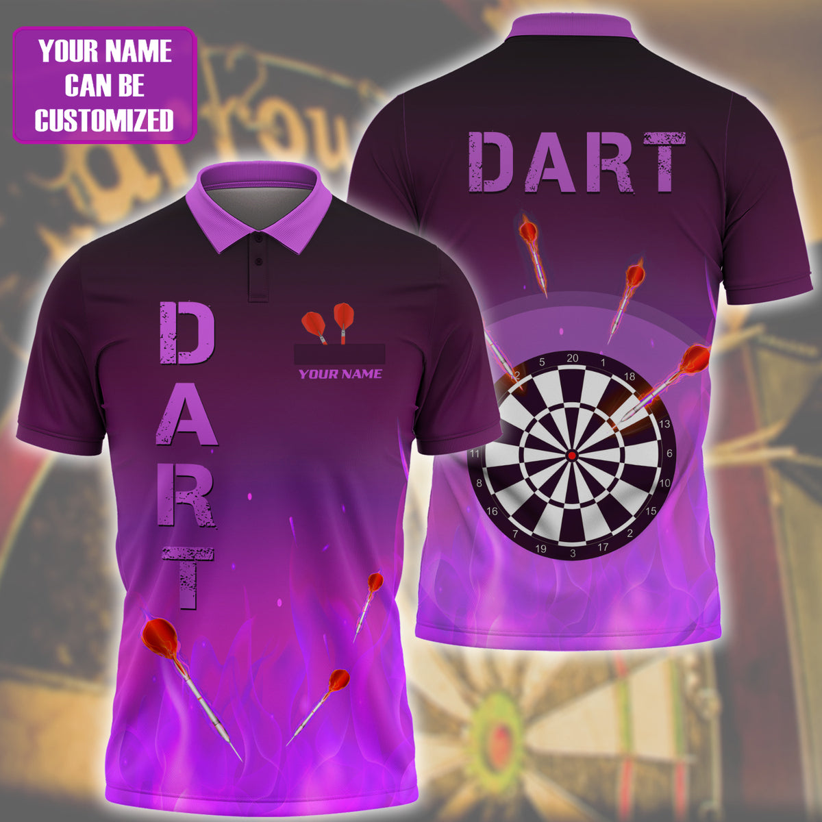 Game Fire Multi Color Player Player Personalized Darts Button Polo