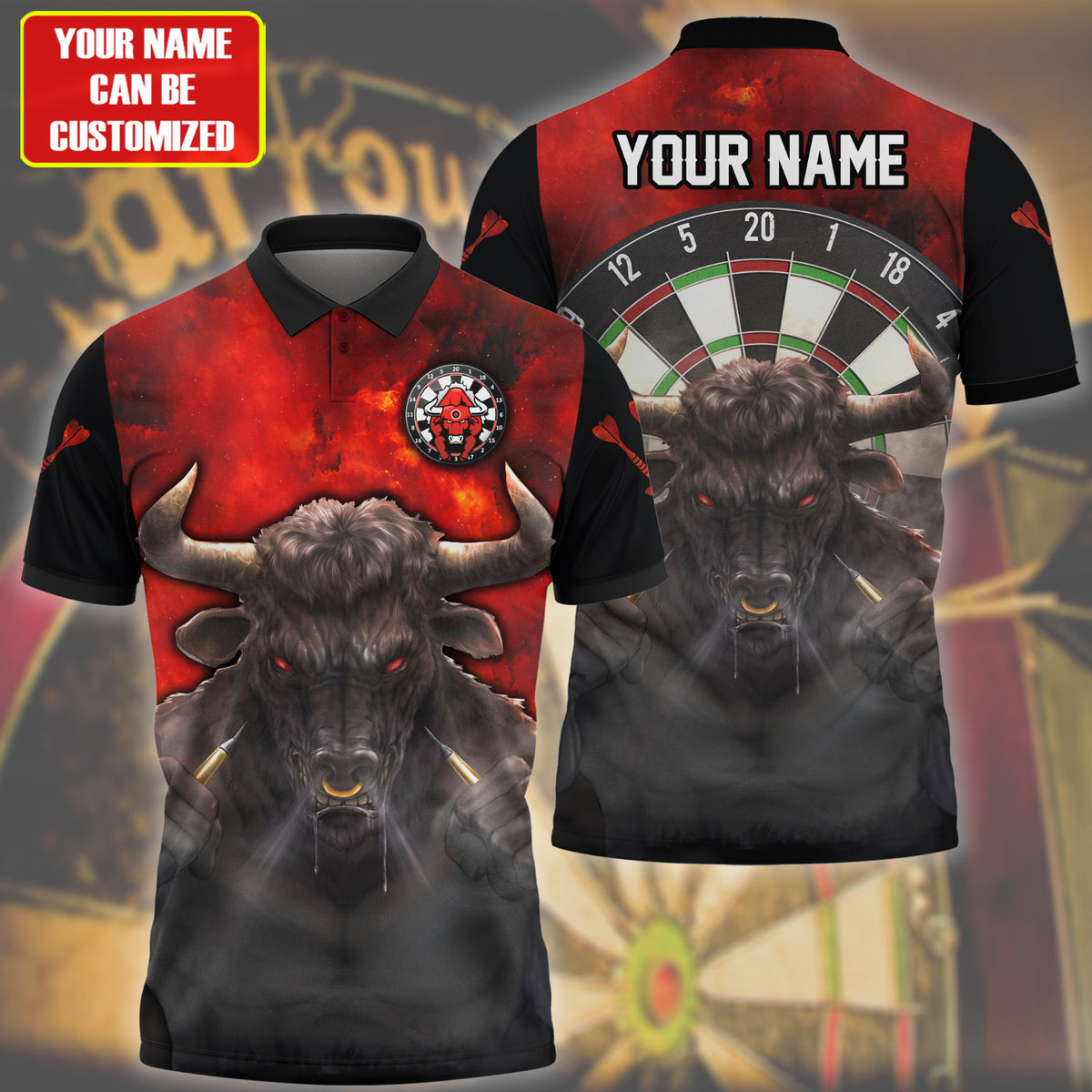 Buffalo Red Personalized Darts Button Polo