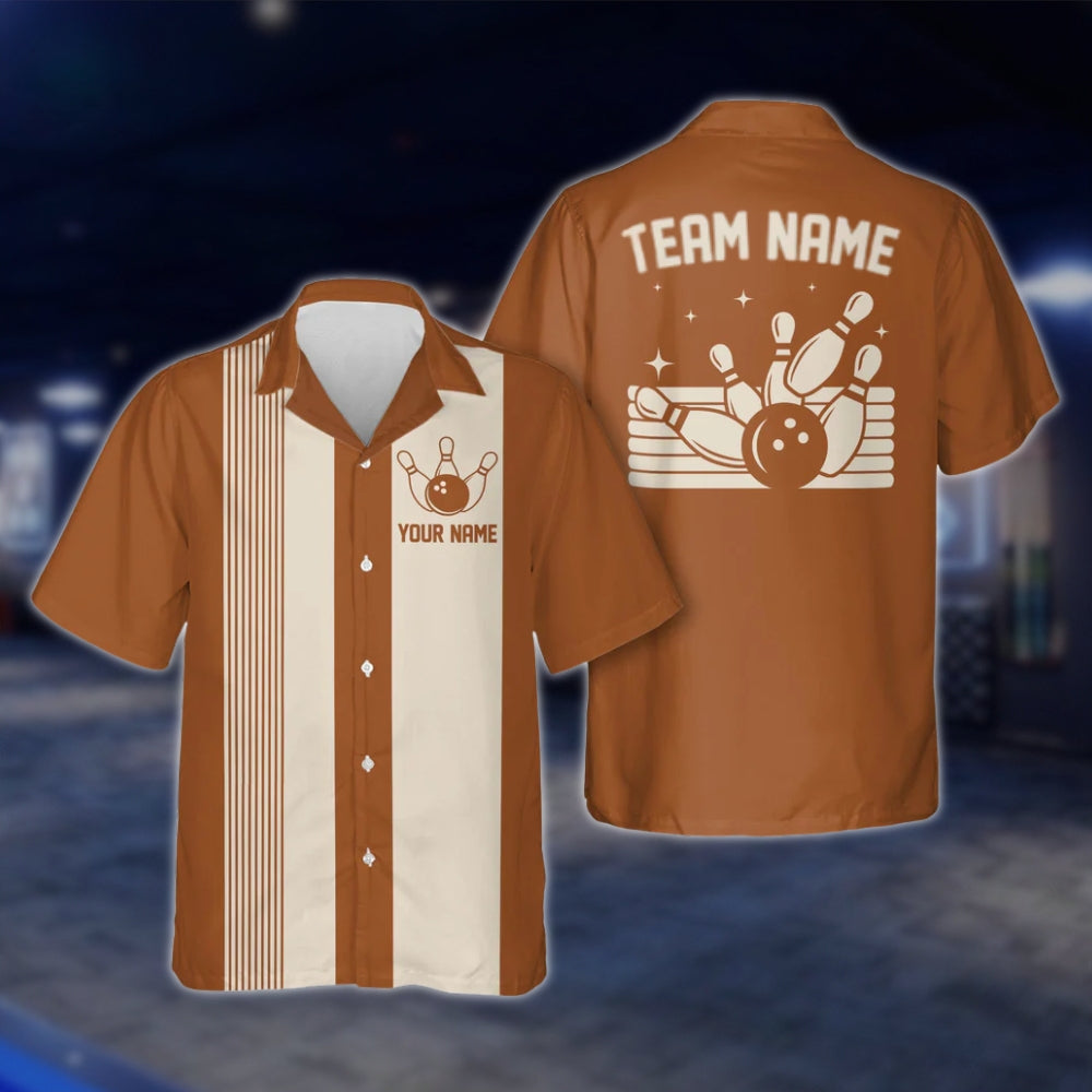 Black And Beige Custom Vintage Hawaiian Bowling Shirt For Men And Women, Custom Team Vintage Bowling Shirts BE0012