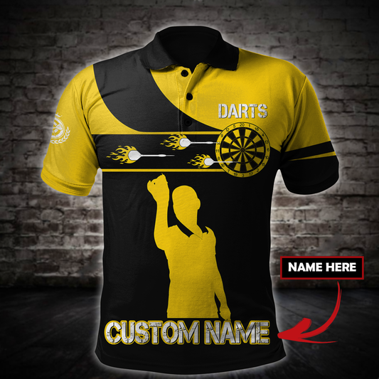 Abstract Personalized Darts Button Polo — Design 03
