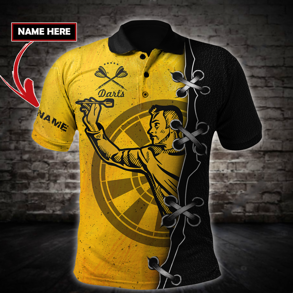 Player No Personalized Darts Button Polo