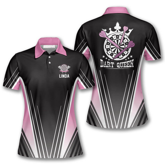 Queen Black Pink Personalized Darts Button Polo