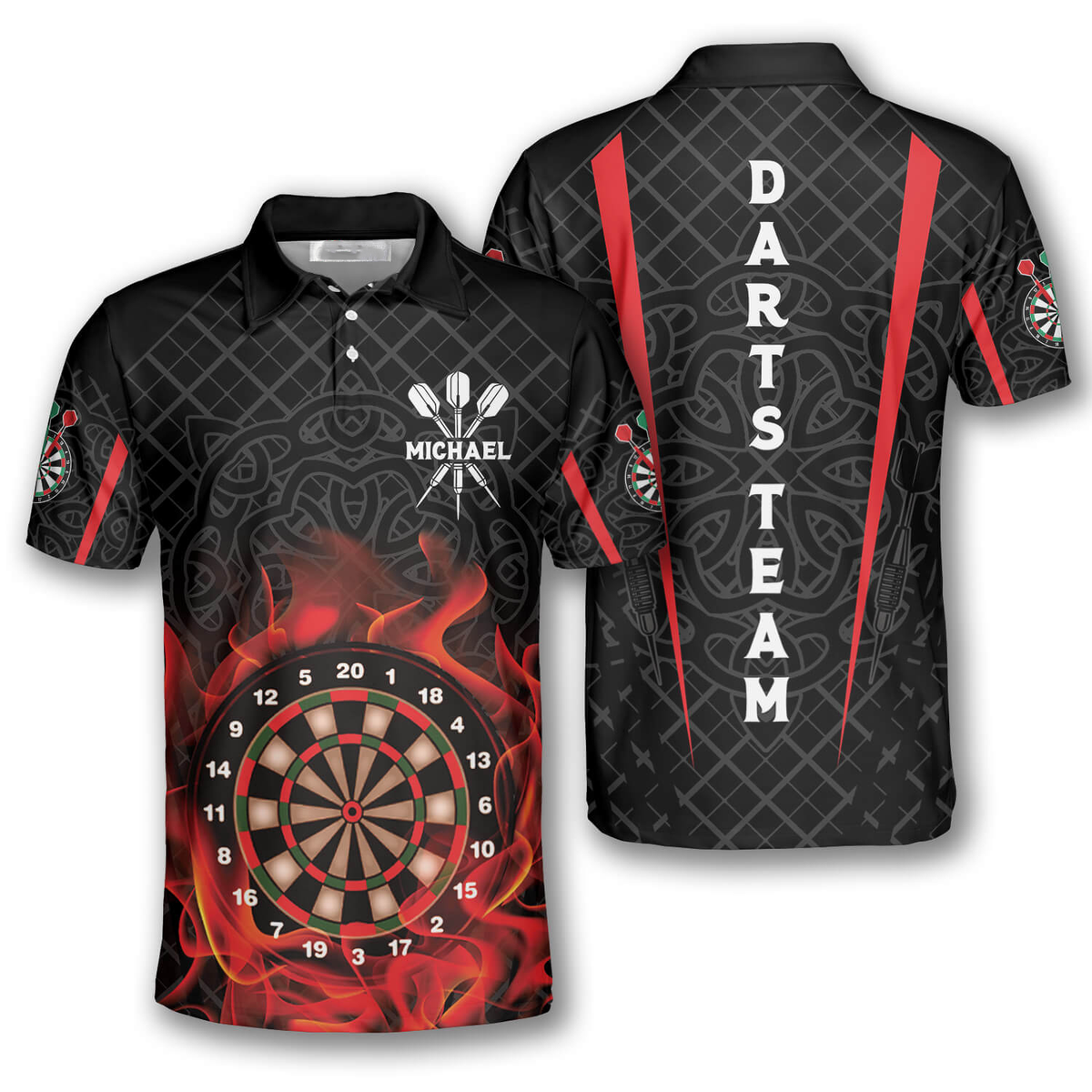 Addict Celtic Pattern Personalized Darts Button Polo