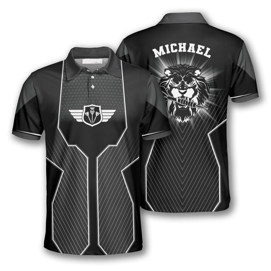 Black Lion Personalized Darts Button Polo