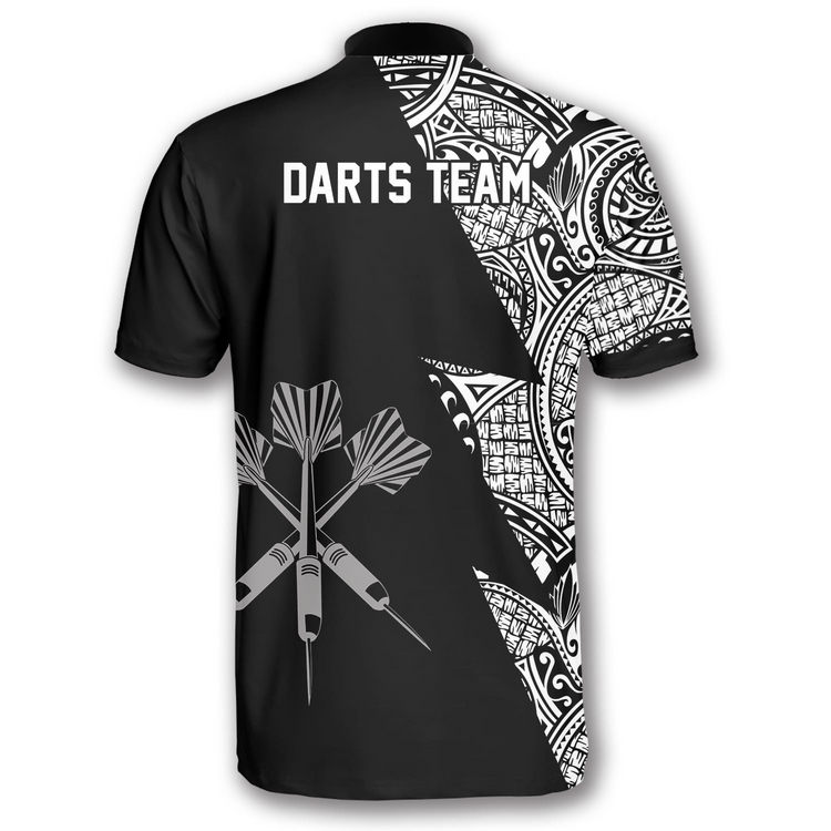 Black White Tribal and Personalized Darts Button Polo
