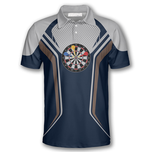 Eagle Blue Grey Personalized Darts Button Polo