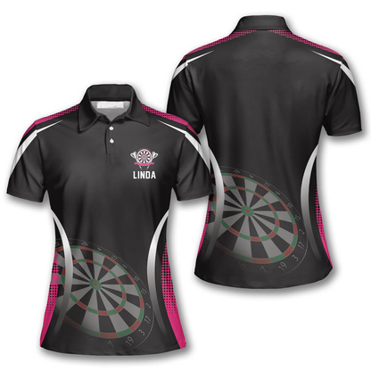 Emblem Black Pink Personalized Darts Button Polo