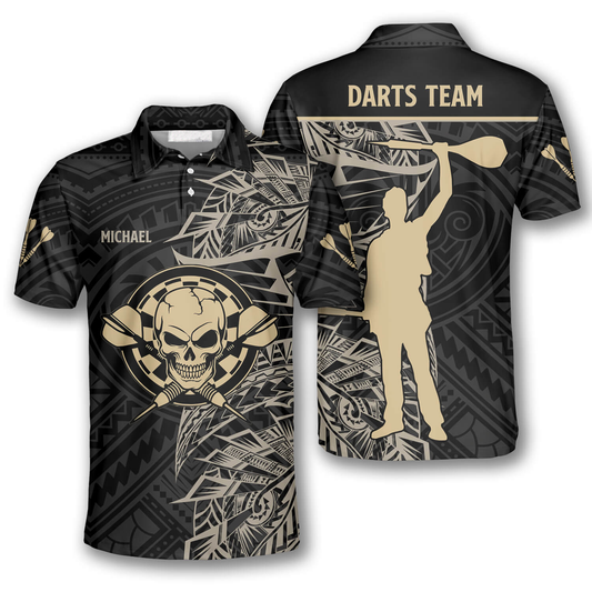 Gold Tribal Athlete Personalized Darts Button Polo