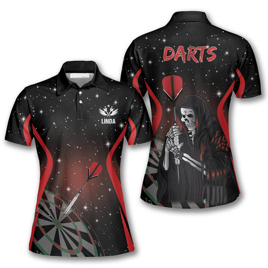 Grim Reaper Stars Personalized Darts Button Polo