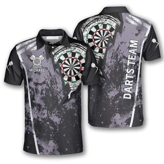 Grunge Lightning Personalized Darts Button Polo