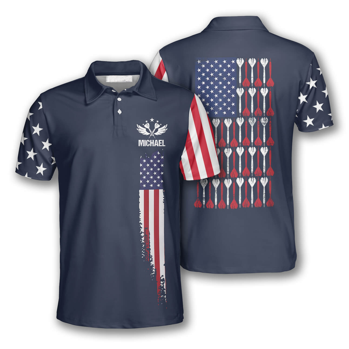 Flag American Polo Personalized Darts Button Polo