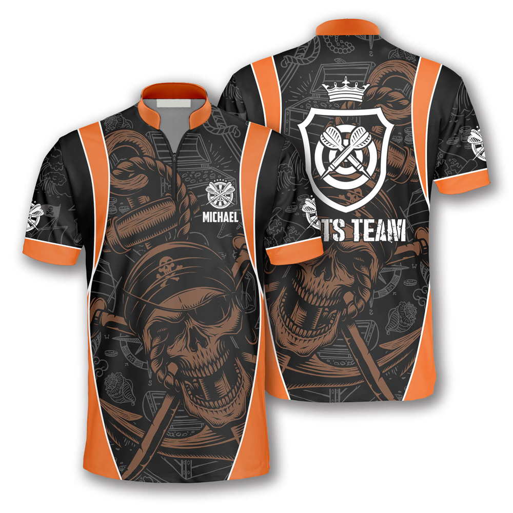 Pirate Skull and Personalized Darts Button Polo