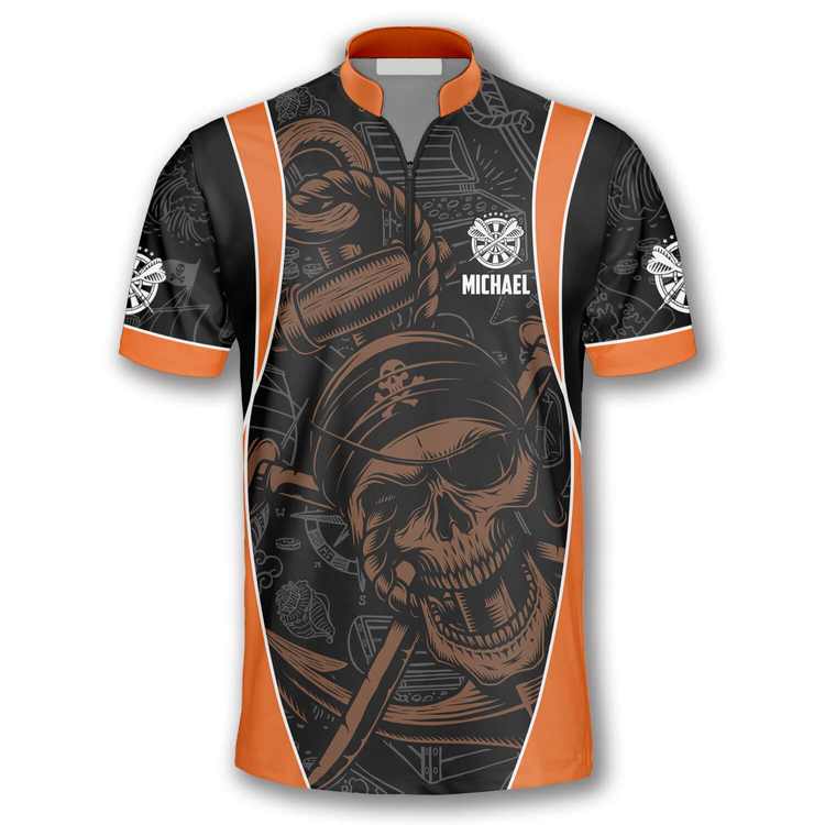Pirate Skull and Personalized Darts Button Polo