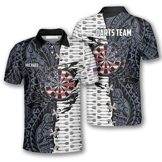 Arrow Tribal Tattoo Personalized Darts Button Polo