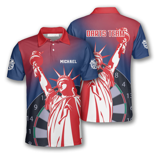 Statue of Liberty Personalized Darts Button Polo