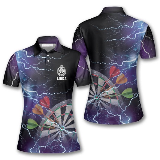 Thunder Lightning Personalized Darts Button Polo — Design 02