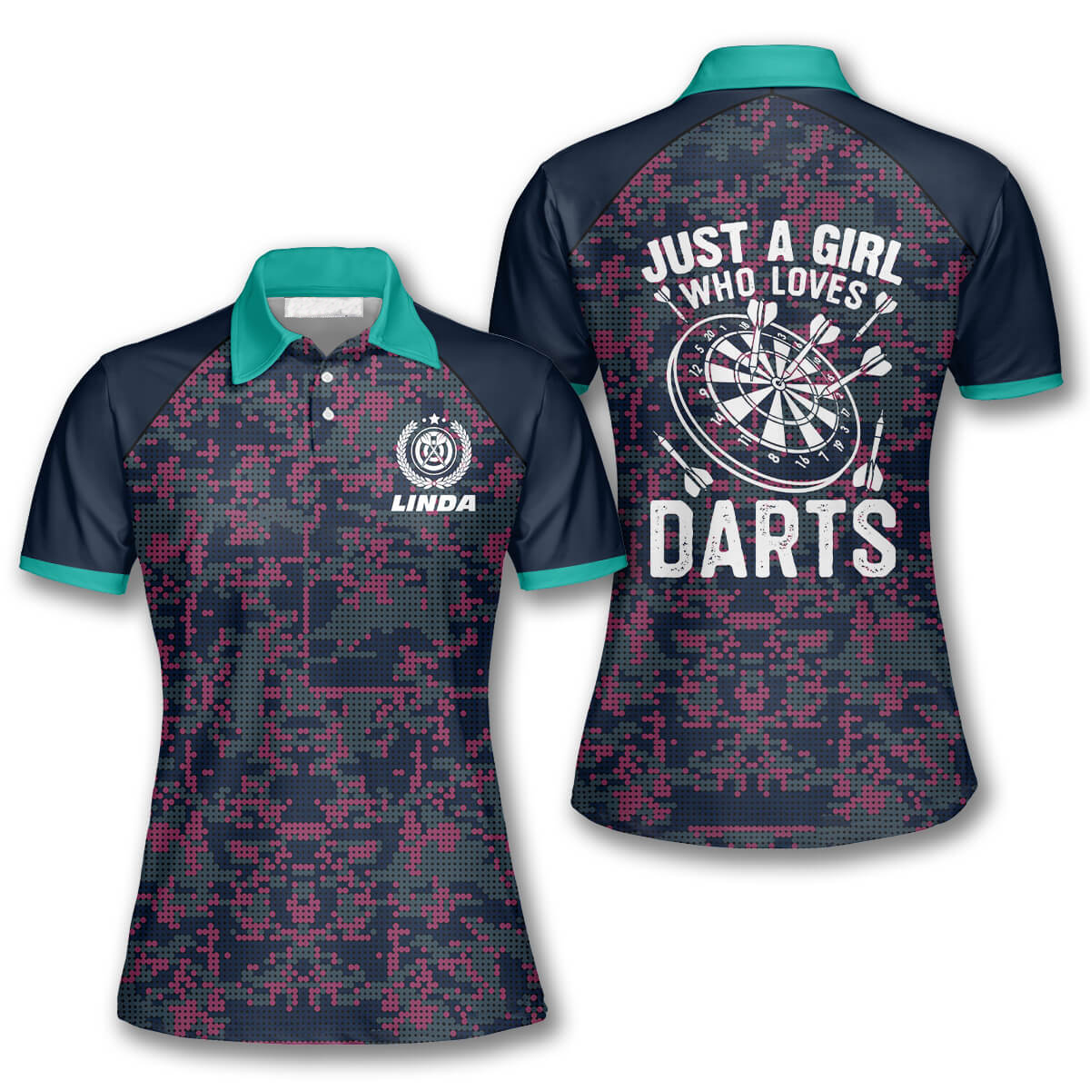Just a Girl Who Loves Personalized Darts Button Polo