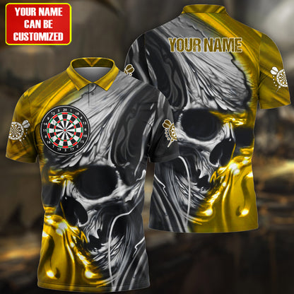 Multi Color Skull Abstract Personalized Darts Button Polo