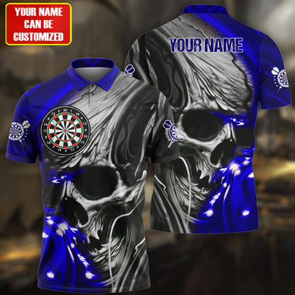 Multi Color Skull Abstract Personalized Darts Button Polo