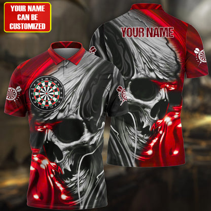 Multi Color Skull Abstract Personalized Darts Button Polo