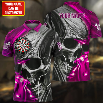 Multi Color Skull Abstract Personalized Darts Button Polo