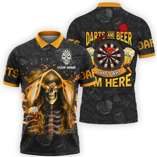 Skull Beer Personalized Darts Button Polo — Design 02