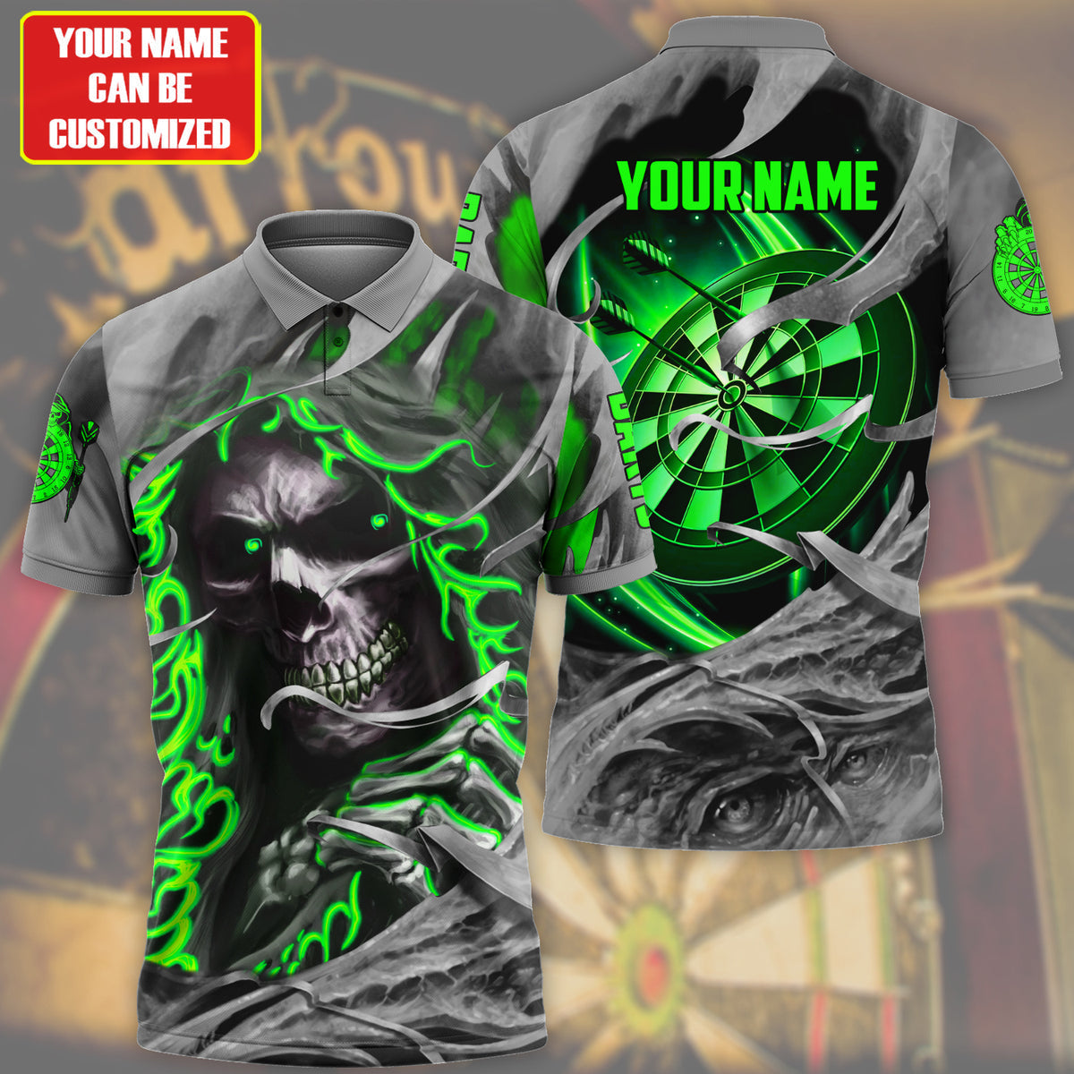 Reaper ( More Color Options ) Personalized Darts Button Polo