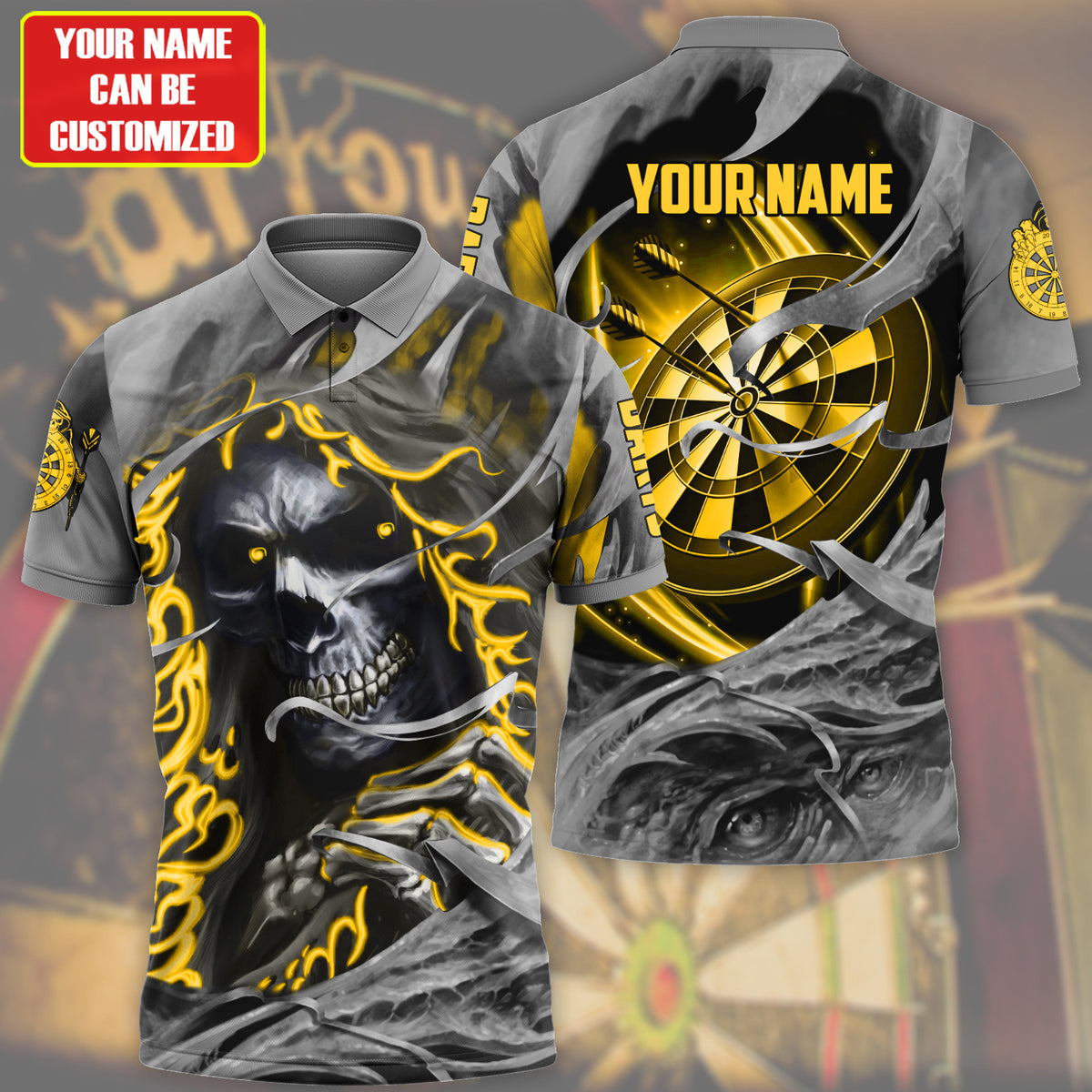 Reaper ( More Color Options ) Personalized Darts Button Polo