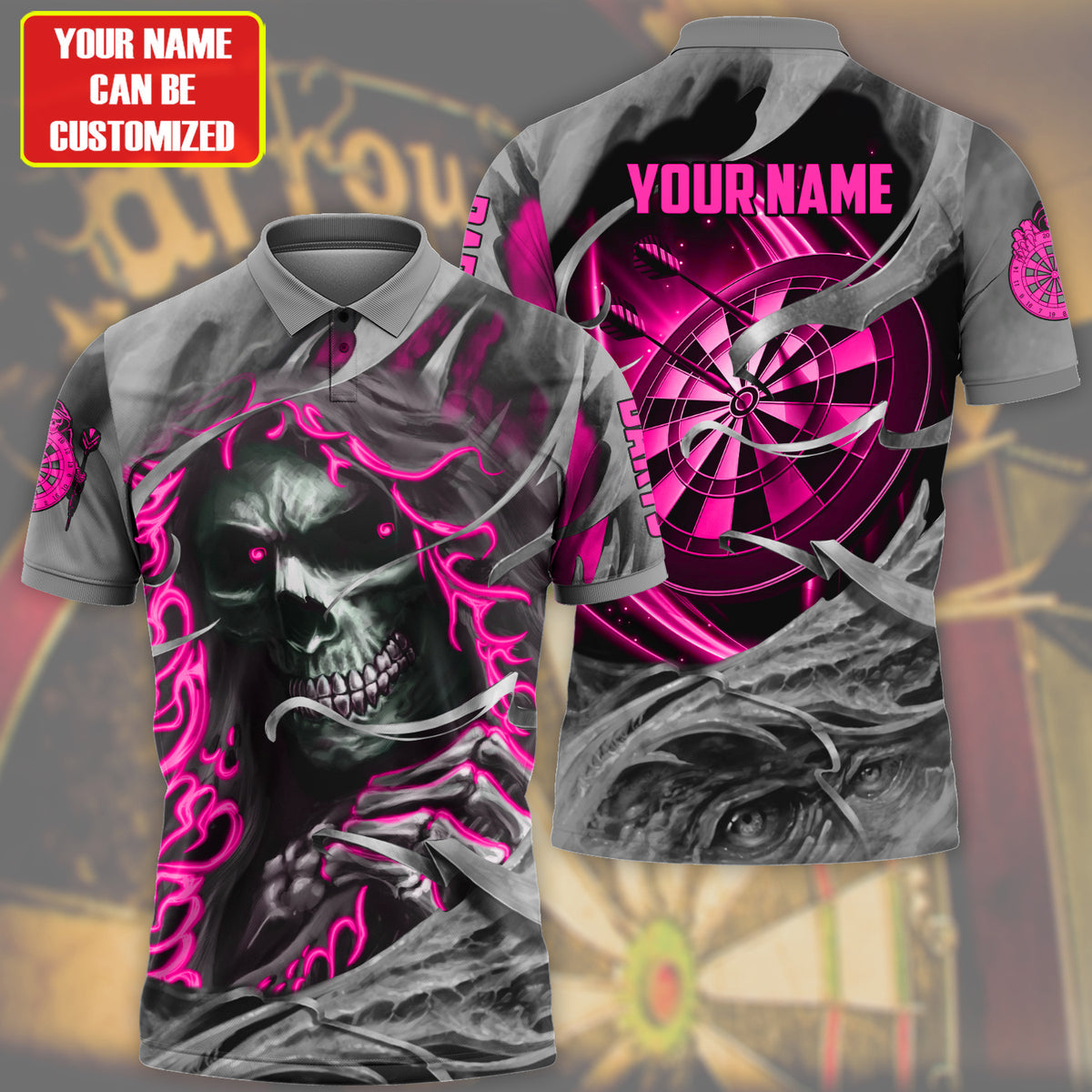 Reaper ( More Color Options ) Personalized Darts Button Polo