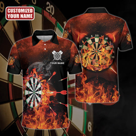 Skull Personalized Darts Button Polo — Design 08