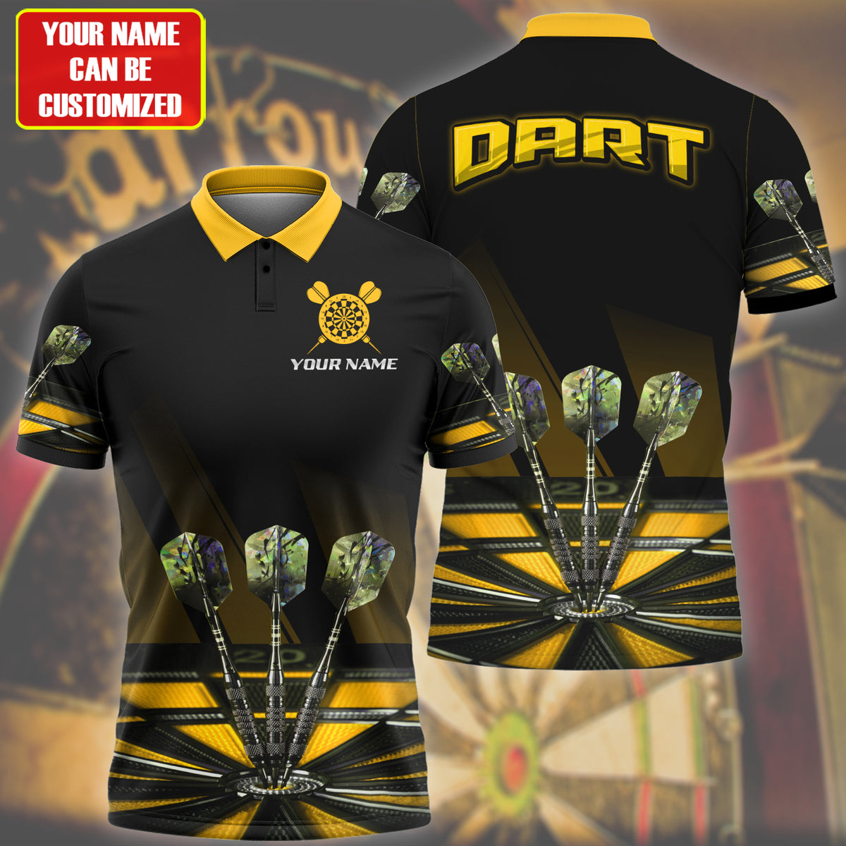 Multi Color Personalized Darts Button Polo — Design 02