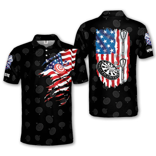 American Flag Polo Personalized Darts Button Polo