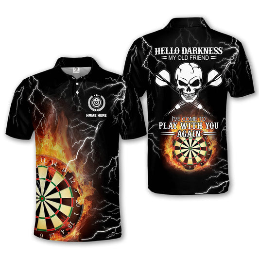 Skull Personalized Darts Button Polo — Design 03