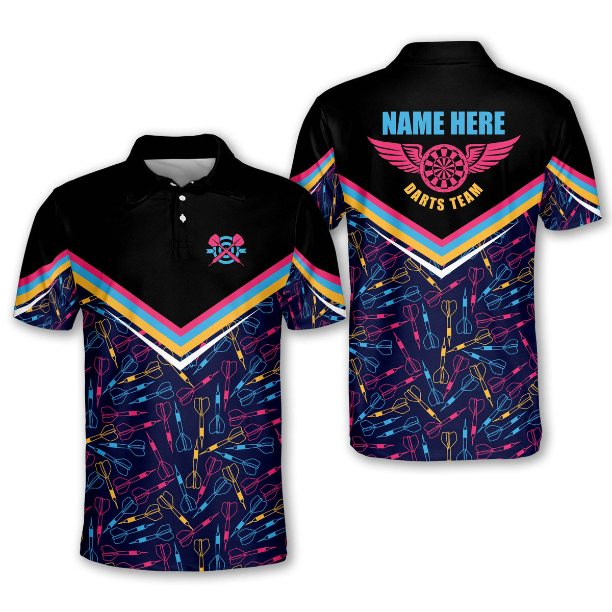 Funny Personalized Darts Button Polo — Design 02