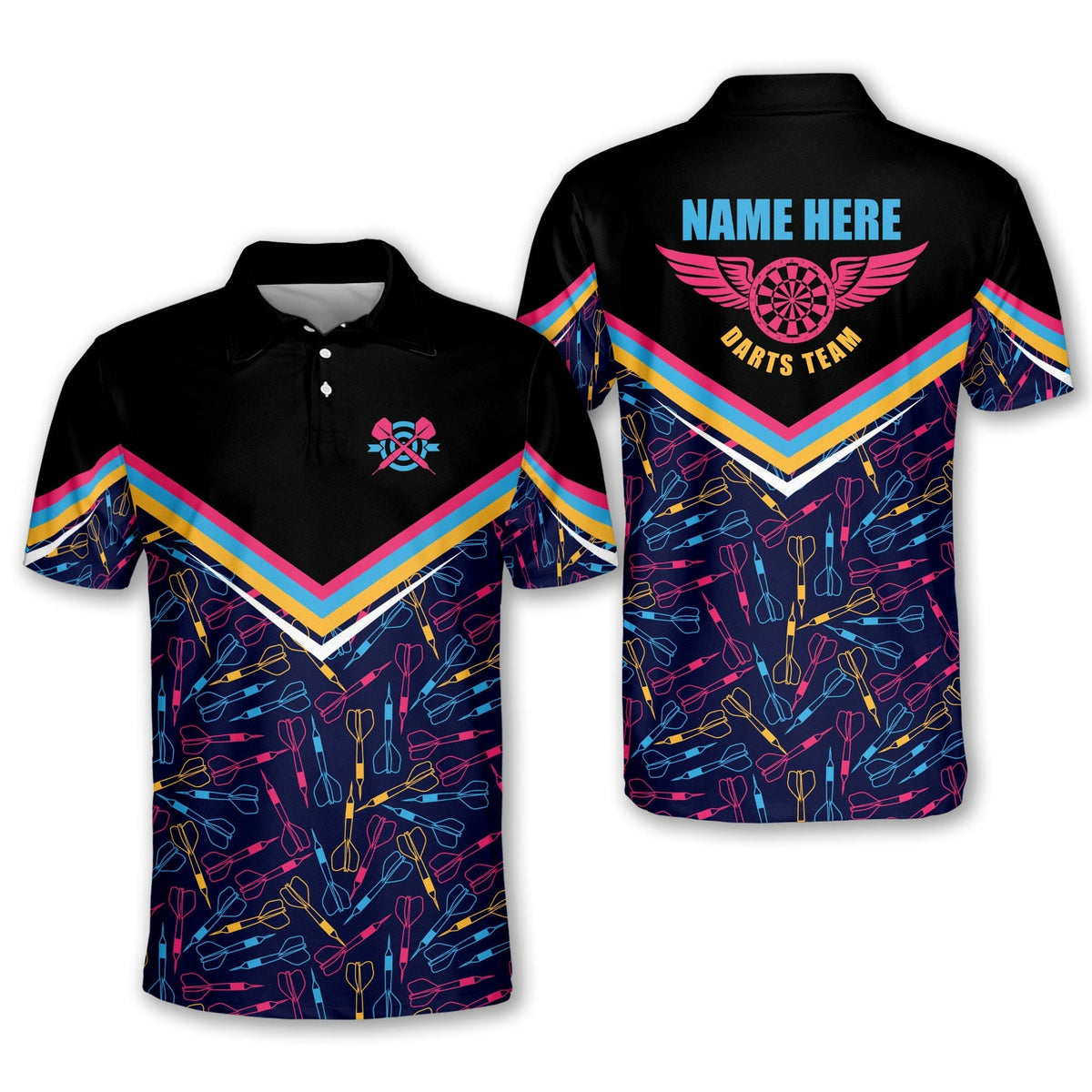 Abstract Personalized Darts Button Polo — Design 07
