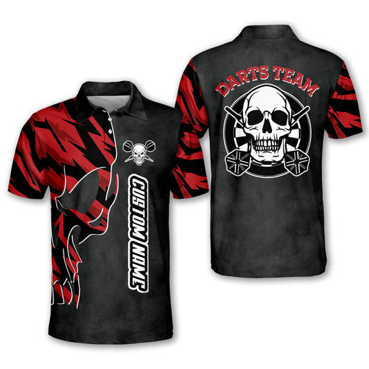 Skull Personalized Darts Button Polo — Design 14