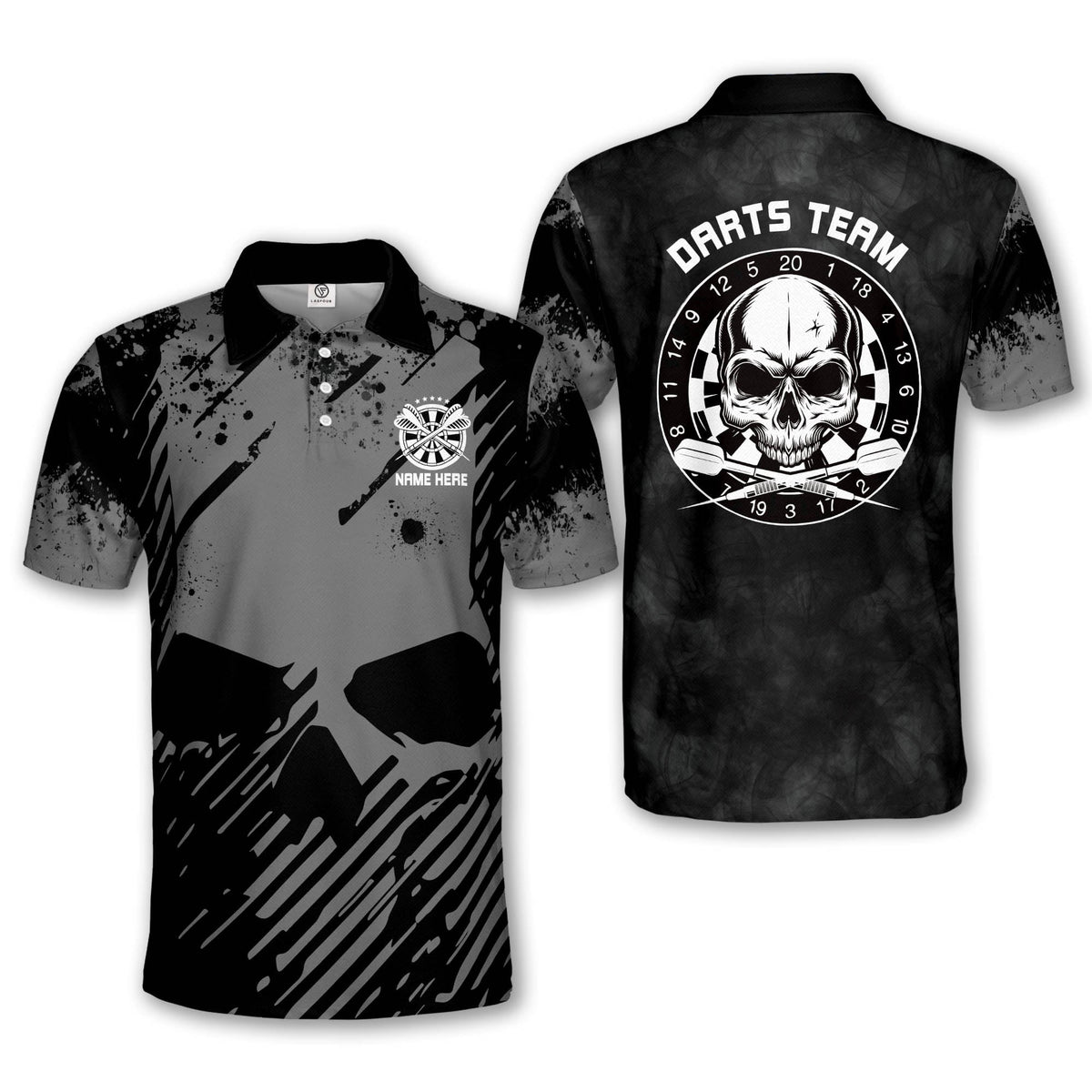 Skull Personalized Darts Button Polo