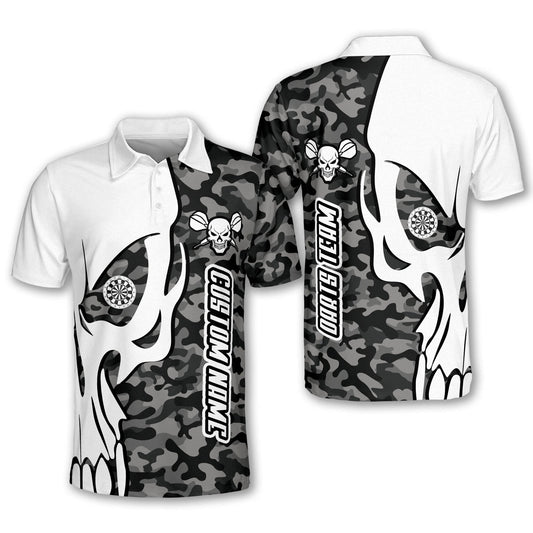 Skull Personalized Darts Button Polo — Design 02