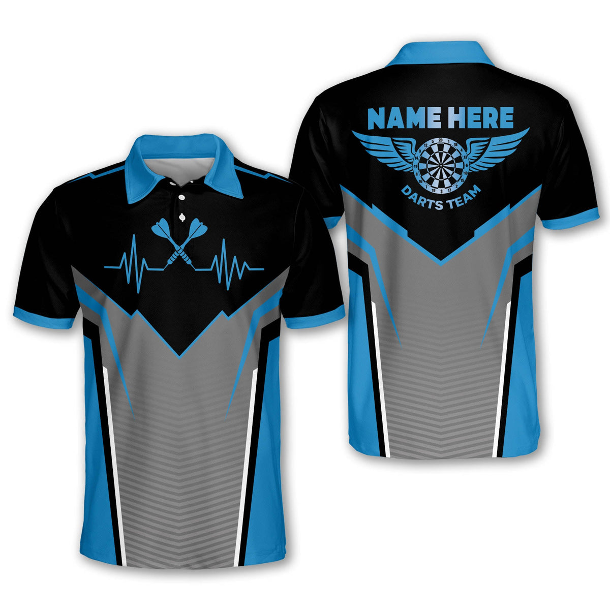 Heartbeat Personalized Darts Button Polo