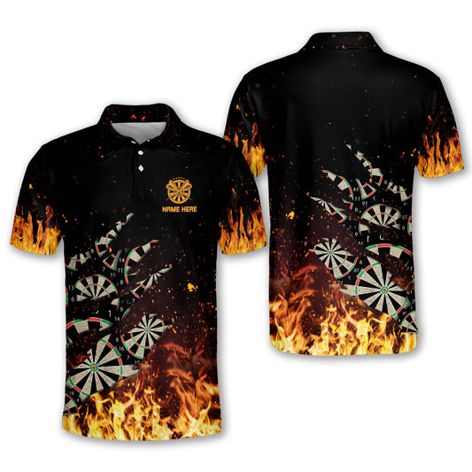 Flame Personalized Darts Button Polo — Design 02