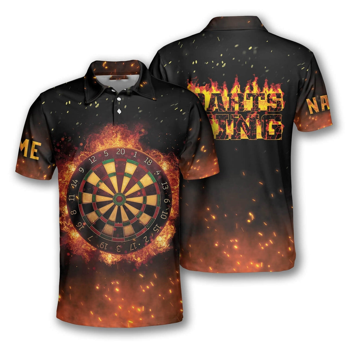 King Fire Personalized Darts Button Polo